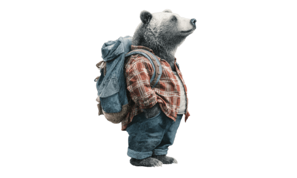 Download Red Flannel Hiker Bear Watercolor PNG - Flannel Collection