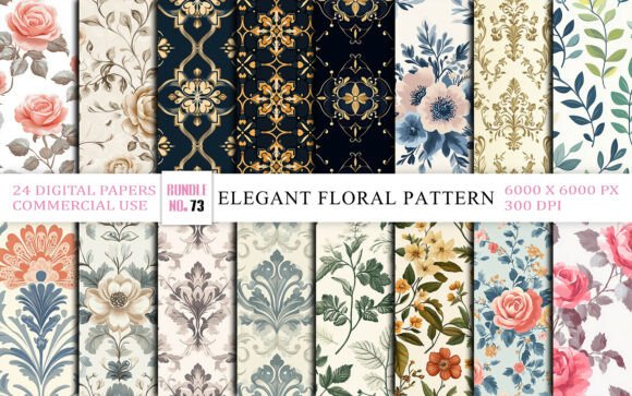 Download Elegant Floral &amp; Damask Pattern Digital - Premium Resources