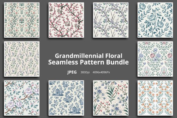 Download Grandmillennial Floral Pattern Bundle - Premium Resources